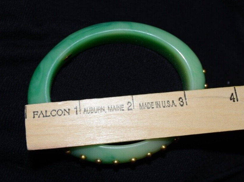 VTG Kenneth Jay Lane Signed KJL Faux Jade Studded… - image 4