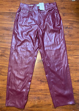 NWT- Universal Thread Women's Burgandy Mid-Rise Faux Leather Baggy Pants