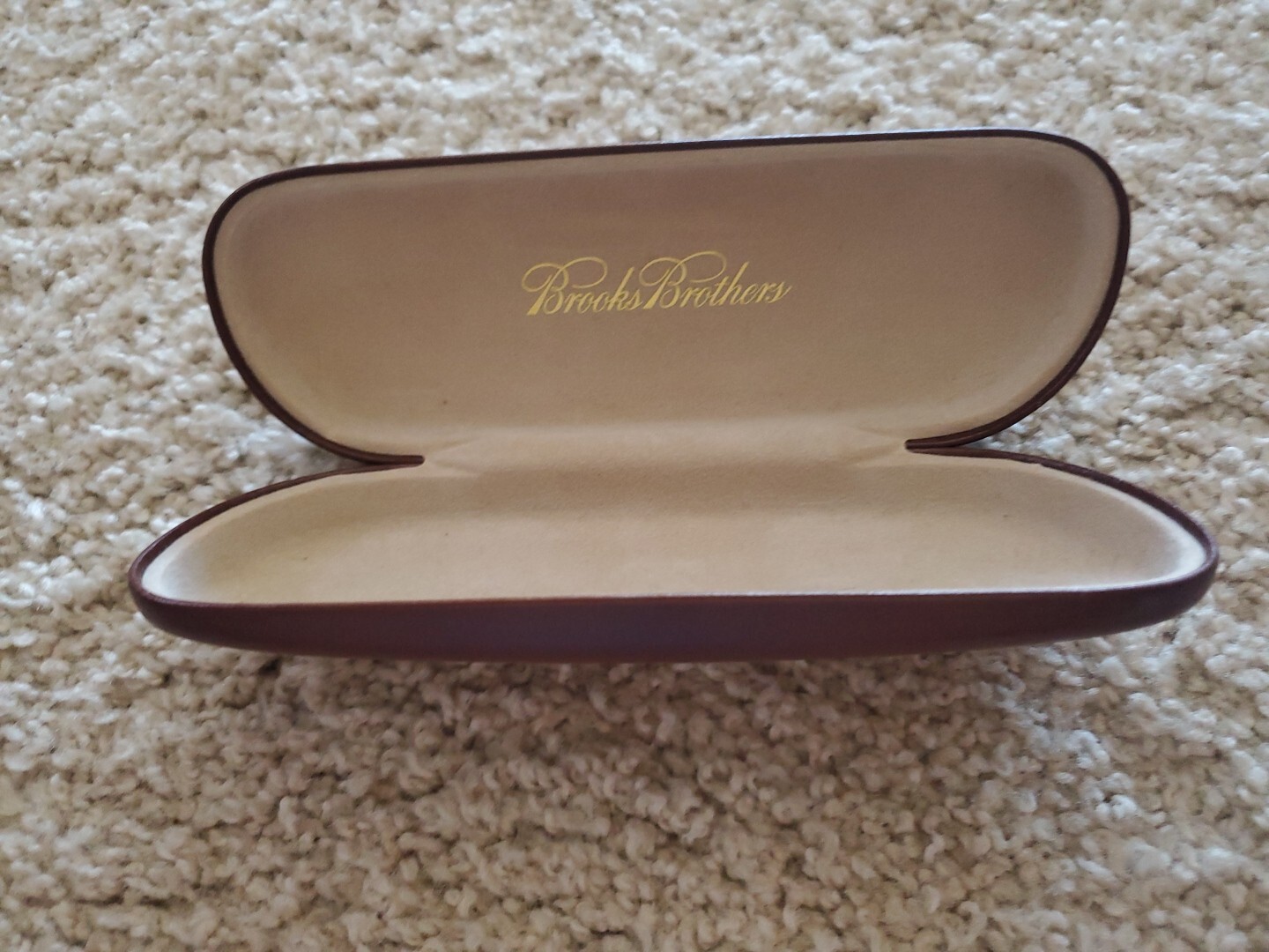 Vtg  BROOKS BROTHERS Eyeglasses Case Brown Hard Clam Shell  thumbnail 6