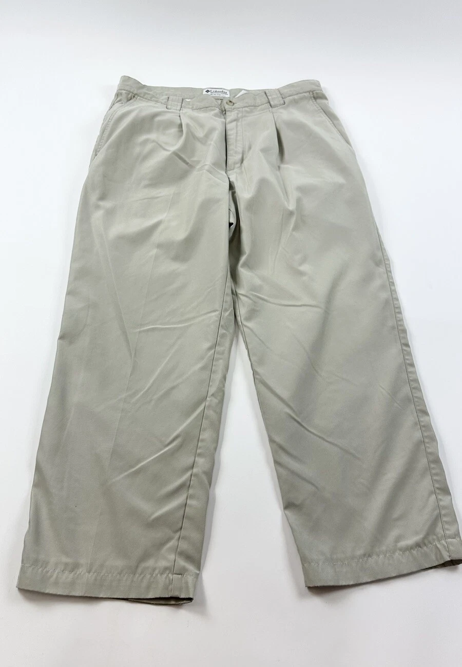 Vintage Columbia GRT Pants Men’s 35 x 28 Khaki Pleated Lightweight Golf Fishing