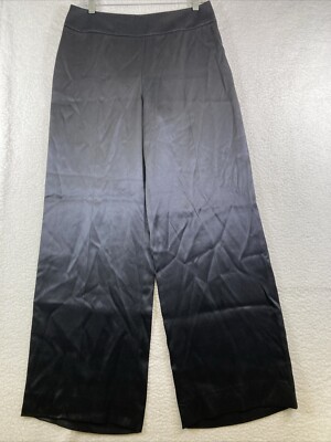 NWT $995 Akris Karin 100% Silk Women's Wide Leg Black Pants, Size 8