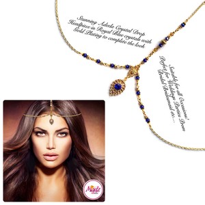 Royal Blue HeadPiece Hair Indian Costume Jewellery Matha 