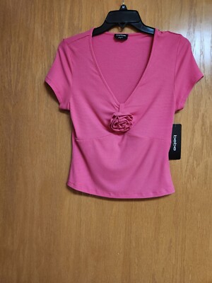 Bebe Pink Short Sleeve Crop Rose