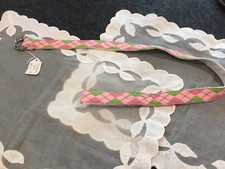 GIRL'S PREPPY BELT, PINK PLAID, 30", SILVER DOUBLE D CLASP, NWT