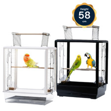 Acrylic Clear Bird Cage Parrot Cockatiel Aviary Pet Budgie Front Back Panel 58cm