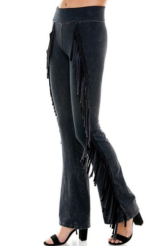 SIDE FRINGE WESTERN YOGA PANTS 