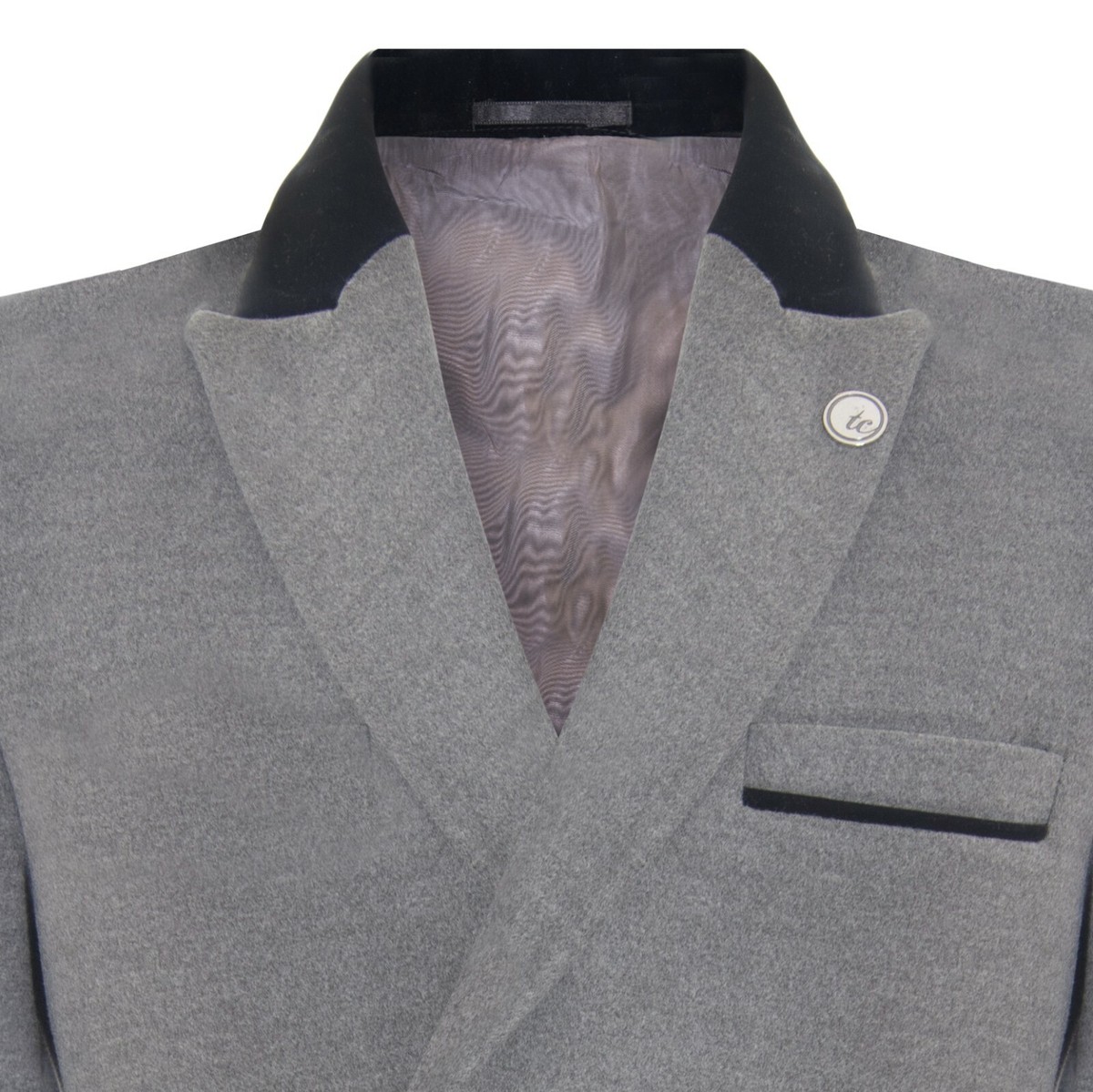 Mens 3/4 Long Double Breasted Grey Crombie Overcoat Wool Coat Peaky