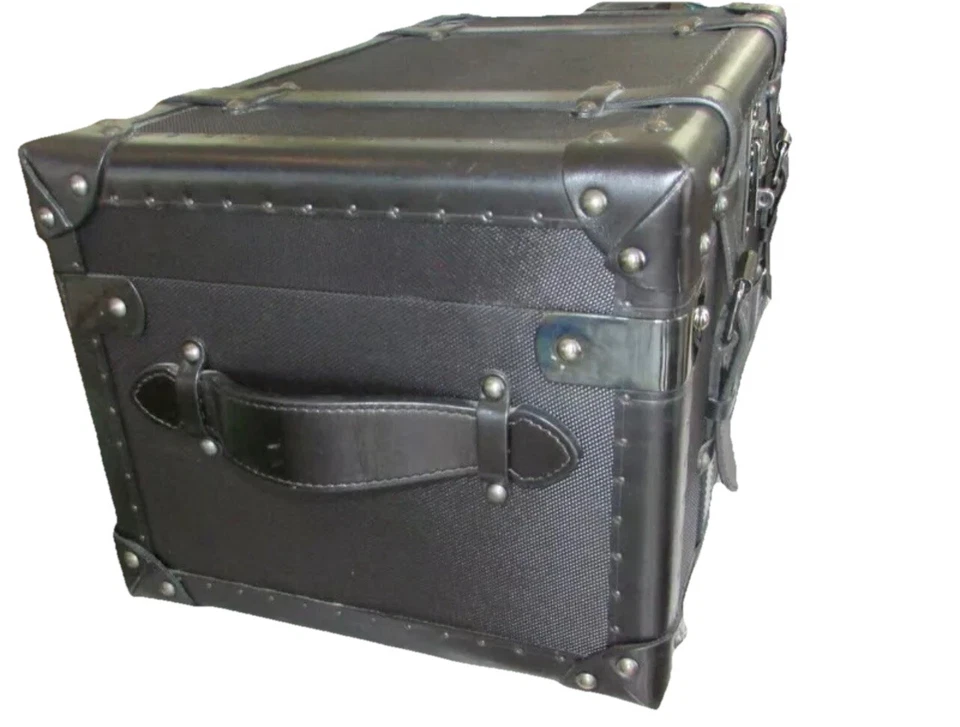 RALPH LAUREN HOME DELEVAN LEATHER & TWILL TRUNK - Image 2 of 4