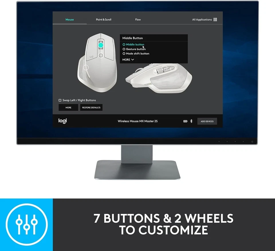 Logitech MX Master 2S Bluetooth Edition Advanced Wireless Mouse Black Original - Image 2 of 4