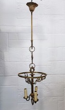 LAMPADARIO D'EPOCA VINTAGE OTTONE DORATO 3 LUCI
