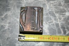 Ancien Tampon matrice cuivre et bois - thème dentiste - matériel de chimie