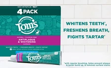 Tom's of Maine Antiplaque and Whitening Toothpaste, 4.6 oz, 4-pack