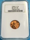 1950-D Lincoln Wheat Cent / Penny 1c NGC MS65 RD Red Old Soap Box Holder