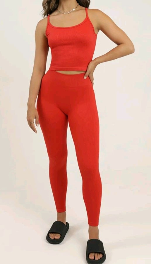 Style Runner Ribbed Activewear Tank & Leggings Set XS/S