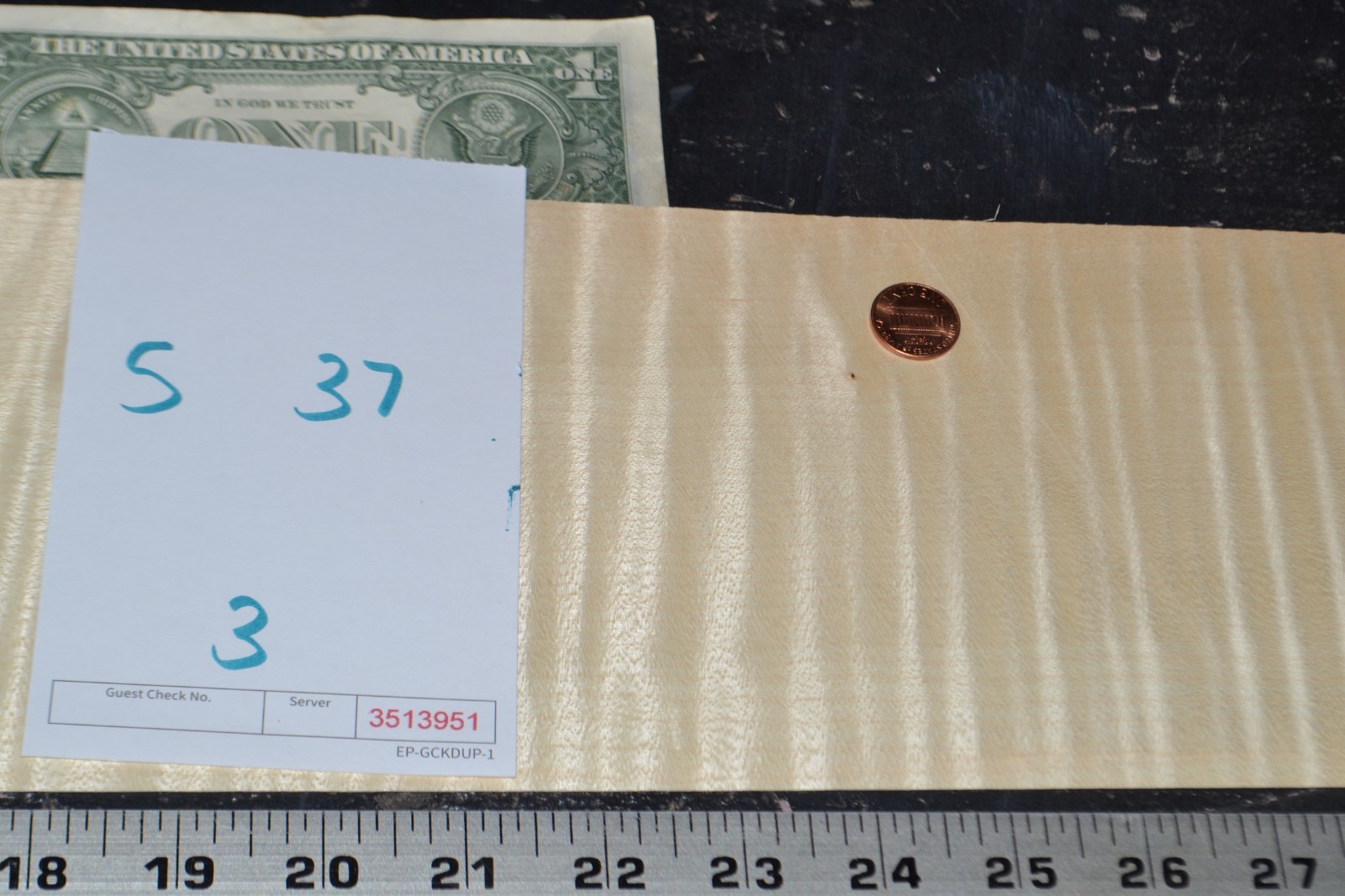 Flame Maple Raw Wood Veneer Sheet 5 x 37 inches 1/42nd  BLEMISHED     35139-51