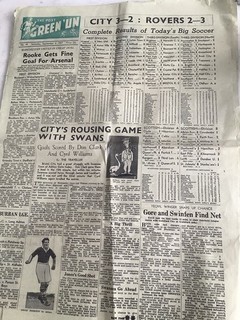 Bristol City v Swansea Bristol Rovers v Watford Full Newspaper Green’un 6.9.47