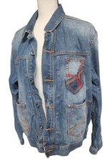 Rocawear Vintage Denim Jacket Size 40 Y2K Trucker Distressed Streetwear