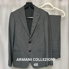 Armani Collezioni Wool Suit Set Gray Blue Pinstripe Made Italy 48 Single Breaste