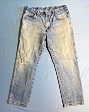 Distressed Wrangler Denim Blue Jeans Mens Size 36x30 Straight Leg 96501DS Chore