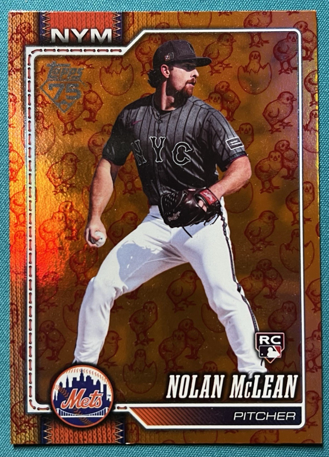 2026 Topps Series 1 #214 Nolan McLean Rookie RC Orange Holiday Foil SP Mets