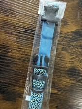 Adjustable Blue Leopard Print Nylon dog Collar with Buckle and Tag Ring