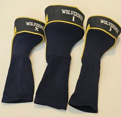 NCAA Team Golf Michigan Wolverines Set of 3 Blue Golf Club Head Covers X, 1, 3