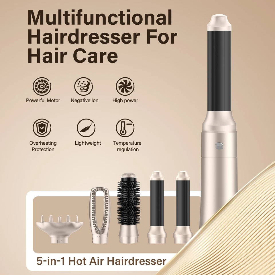 5-in-1 One Step Hot Air Brush Dryer Straightener Curler Comb Volumizer Tool - Image 2 of 4