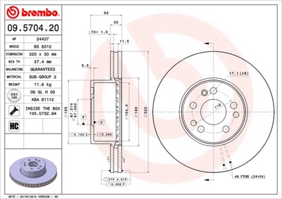 Brembo 09.5704.20 Brake Disc for Mercedes-Benz