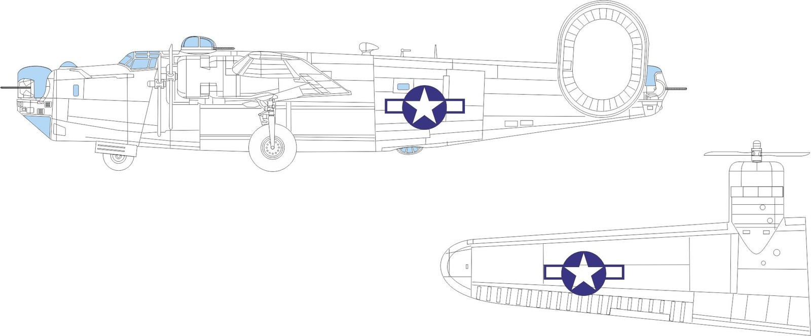 Eduard EDCX668 Consolidated B-24H Liberator US national insignia 1:72
