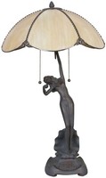 Lumilamp 5LL-5719 Tiffany Tischlampe Ø 41X70 Cm Beige Glas Schreibtischlampe