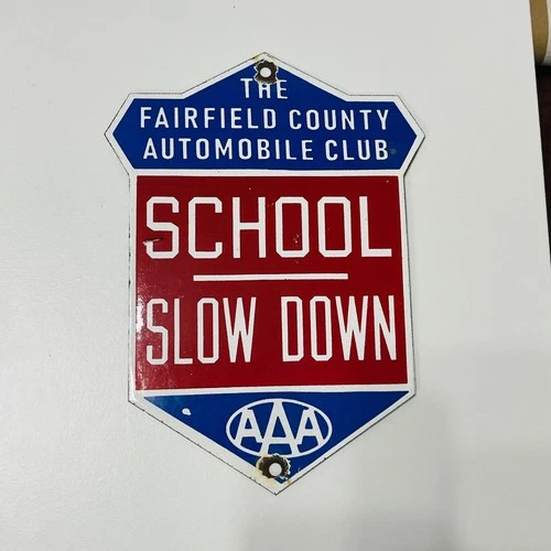 The Fairfield County Automobile Club Porcelain Enamel  Vintage Sign 6" x 9"