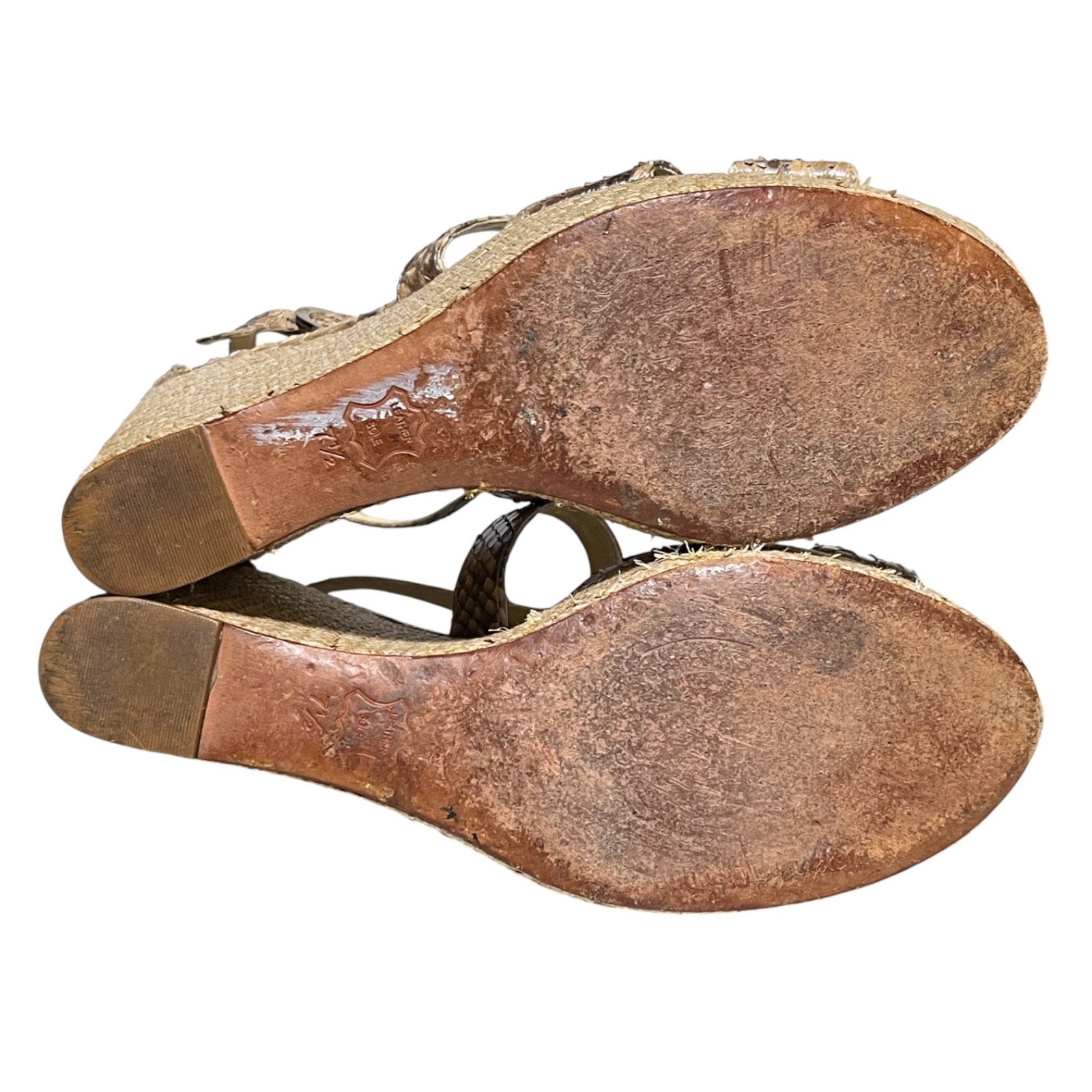 Alexandre Birman Python Wedge Sandals 7.5 Raffia … - image 6