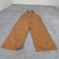 Carhartt Canvas Duck Kids Size 6 Bibbed Overalls Double Knee Brown