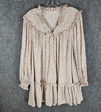 DOEN Dress  White Floral Womens MediumRuffle Cottagecore Peasant Prairie