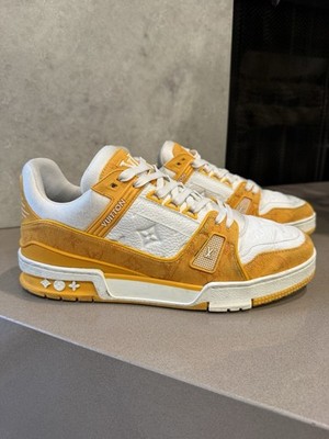 Louis Vuitton ホワイト/イエロー スニーカー Louis Vuitton White Yellow Monogram Trainer Sneakers - Size LV 8