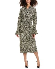 Ganni Printed Crepe Shirtdress Women's Yellow 32