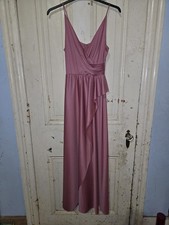 Vintage Handmade Women Pink Sleeveless Maxi Dress Ruffle Accent Zip Closure S