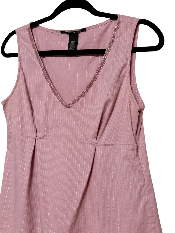 Top Pierre Cardin Y2K Metálico Con Cuentas Borde Sin Mangas Para Mujer’s M Fairycore Glam Foto 3 de 4