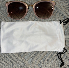 Avon Cecilia Round Women's Sunglasses Pink Plastic Frame Brown Tinted Lens
