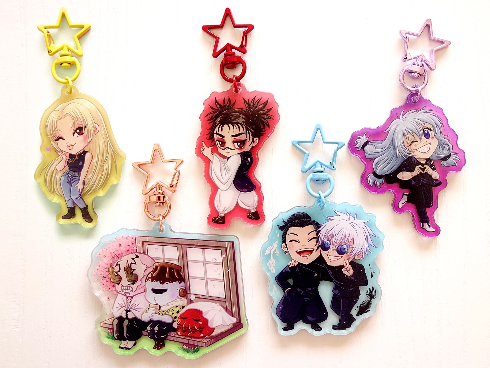 Keychains Jujutsu Kaisen - Fanmerch illustrated by Fidjie - Mahito Gojo Geto