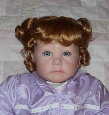 Monique KITTY Doll Wig SZ 14/15 MED AUBURN Short Curly Ponytails/Full Bangs NWT