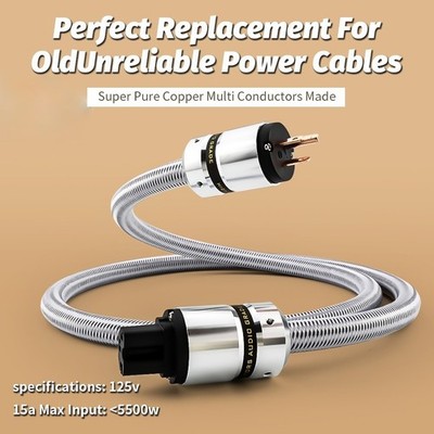 HI-END Audio AC Power Cable 5N OFC Audiophile Power Cord with US Red Copper Plug
