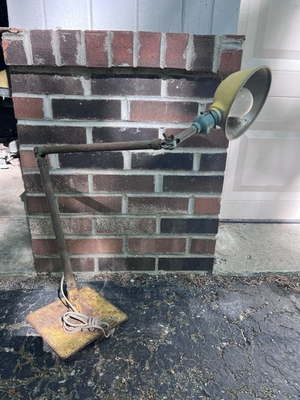 #ad Vintage Industrial Articulated Swing Arm Task Lamp Light Machinist Yellow Shade $99.99