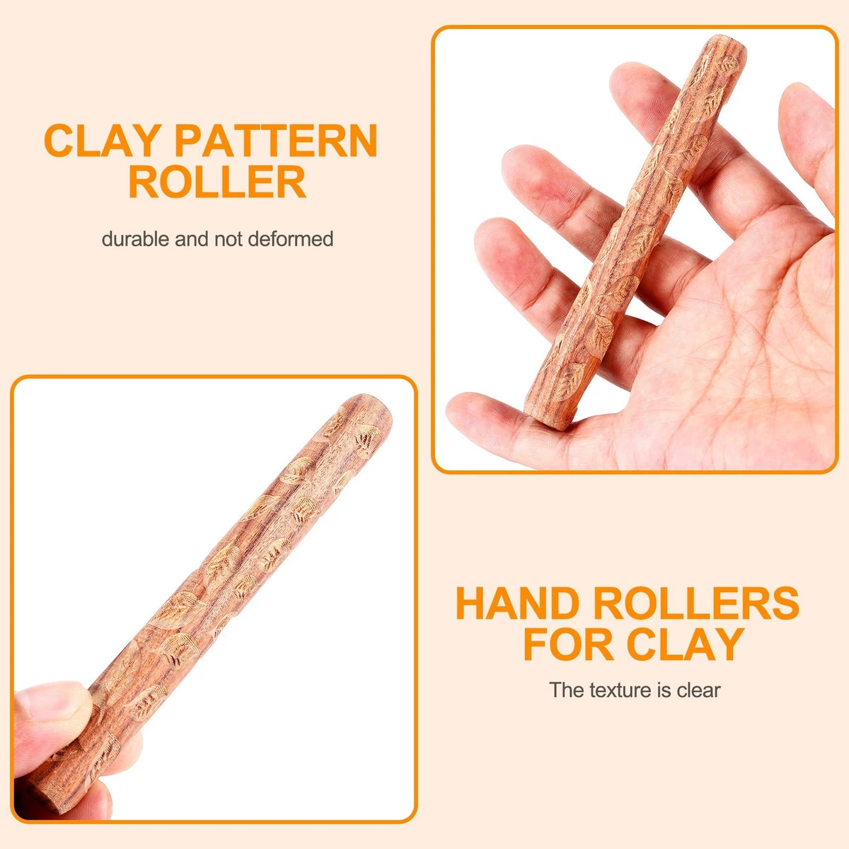 5PCS Pottery Tools Wood Hand Rollers for Clay Clay Stamp Clay Pattern2999