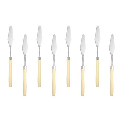 8pcs Painting Palette Knife 7.68'' Pointed Stainless Steel Blade Beige