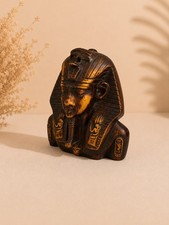 Egyptian King Tutankhamun Pharaoh Bust Statue Black Gold Resin Sculpture Decor