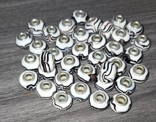 Set Of 37 White With Black Bracelet Beads