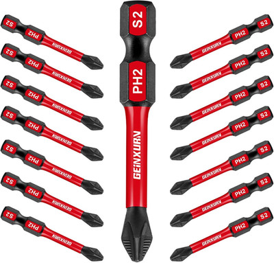 Impact Tough #2 Phillips 2 In. Anti-Slip Head Insert Driver Bits,15Pack 1/4 Inch