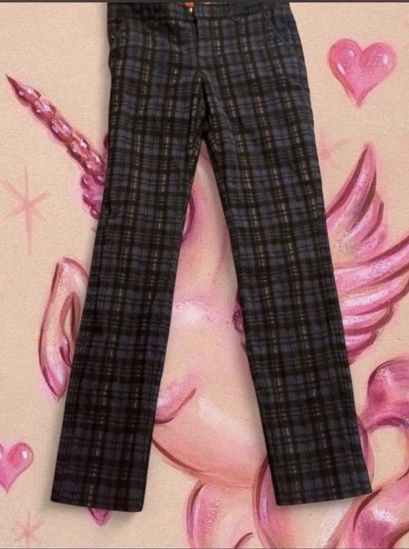 Cartonnier Anthropologie Charlie Blue Plaid Ankle Pants Slim Fit Size 4 Academia