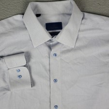 David Donahue Shirt Mens Size 18.5 Blue Trim Fit Dress Button Up Long Sleeve